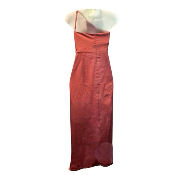 Princess Polly Satin Cinnamon One Shoulder Long Dress. Size 10 - Picture 3 of 9